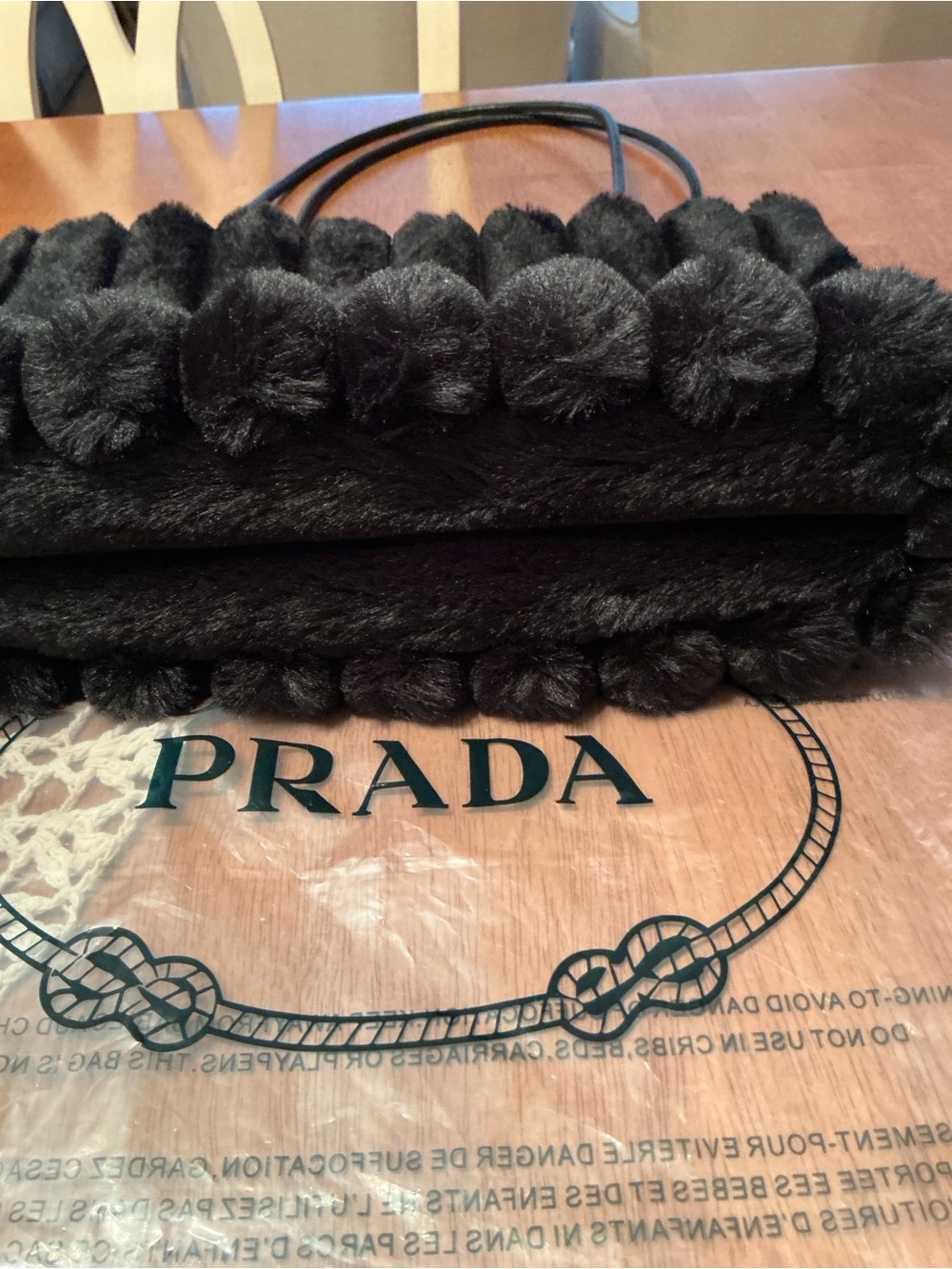 Prada Authentic Black Faux Fur Tote - Picture 2 of 6